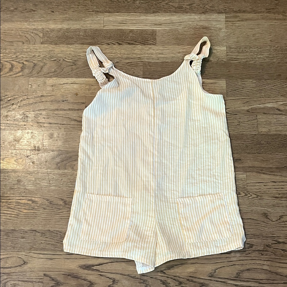 Art Class Cream and Tan Striped Kids Romper